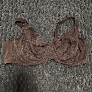 Brown unlined lace underwire bra